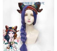 Identidad del juego V Víctima Fiona Gilman Cosplay peluca púrpura trenzas resistentes al calor sintético disfraz de bruja pelucas para fiesta de Halloween