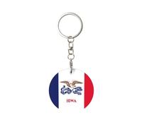 Identificador de llave redonda de aluminio con impresión de bandera del estado de Iowa, adecuado para varios juegos de llaves, blanco, talla única