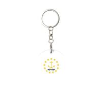 Identificador de llave redonda de aluminio con impresión de bandera del estado de Rhode Island, adecuado para varios juegos de llaves, Blanco, talla única