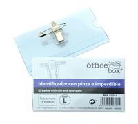 Identificador Transparente de Gran Rigidez con Pinza e Imperdibles Metálicos, En dos tamaños S (4.3 x 6.2 cm) o L (5.8 x 9 cm) by Office Box (L)