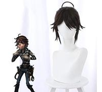 Identity V Luca Balsa Peluca Cosplay Disfraz Marrón Corto Cola de caballo Pelucas de cabello sintético para Fiesta de Halloween Carnaval Juego de roles 476H