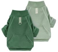 Idepet Paquete de 2 suéteres de Forro Polar para Perro, Ropa de Invierno para Perro, Sudadera de Cuello Alto, Ropa elástica para Perros pequeños, Ropa para Gatos con Anillo de Correa, Verde, Verde