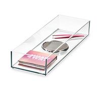 iDesign 95305 Organizador de cajones, Organizador de Maquillaje de la colección Exclusiva de Sarah Tanno, Organizador de plástico combinable para cosméticos, Transparente, 10.2 x 30.5 x 5 cm