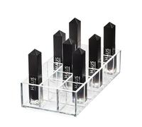 iDesign 95310 Organizador de pintalabios, Caja organizadora para 18 Barras de Labios de la colección Exclusiva de Sarah Tanno, Organizador de Maquillaje de plástico, Transparente, 20.2 x 10 x 5 cm