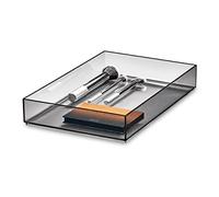 iDesign 95319 Organizador de cajones, Tocador de Maquillaje de la colección Exclusiva de Sarah Tanno, Organizador de Maquillaje combinable Fabricado en plástico, Gris, 20.3 x 30.5 x 5 cm