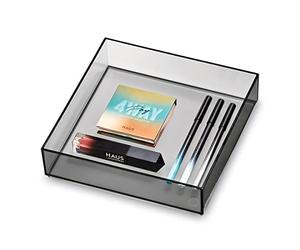 iDesign 95321 Organizador de cajones, Tocador de Maquillaje de la colección Exclusiva de Sarah Tanno, Organizador de Maquillaje combinable Fabricado en plástico, Gris, 20.3 x 20.3 x 5 cm