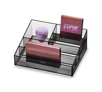 iDesign 95328 Organizador de esmaltes de uñas y pintalabios, Organizador de Maquillaje de la colección Exclusiva de Sarah Tanno, Caja de plástico con 5 apartados Distintos, Gris, 16.5 x 20.1 x 8.2 cm