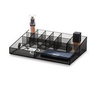 iDesign 95330 Organizador de Maquillaje, Caja organizadora de la colección Exclusiva de Sarah Tanno, Organizador de plástico con 13 apartados para paletas, brochas y más, Gris, 30.5 x 20.3 x 7.5 cm