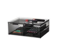 iDesign Signature Series Maquillaje, cajonera pequeña con 3 cajones de la colección Exclusiva de Sarah Tanno, Organizador de plástico para cosméticos y Utensilios, Gris, 30,5 x 20,3 x 11,4 cm