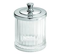 iDesign Alston Dispensador de discos de algodón y bastoncillos, envase para cosméticos de plástico, transparente/plateado