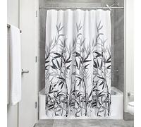 iDesign Anzu Cortina de ducha, Cortina de baño lavable a máquina de 183 x 183 cm, Cortinas con estampado floral para bañera o plato de ducha, Poliéster gris