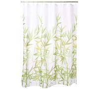 iDesign Anzu Cortina de ducha, Cortina de baño lavable a máquina de 183 x 183 cm, Cortinas con estampado floral para bañera o plato de ducha, Poliéster verde