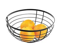 iDesign Austin Cesta metálica con diseño Abierto, frutero de Cocina Redondo de Metal, Negro Mate, Acero, 26,8 cm x 12,3 cm