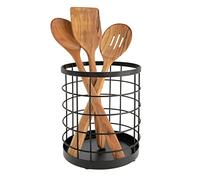 iDesign Austin Organizador de cocina para encimera, soporte para cubiertos redondo de metal, negro mate, 15,2 cm x 15,2 cm x 17,8 cm