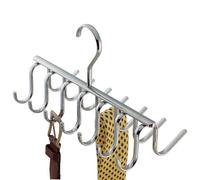 iDesign Axis Organizador de corbatas, colgador de metal cromado con 14 ganchos para organizar cinturones y corbatas, plateado
