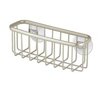 iDesign Axis Portaestropajos, organizador de fregadero de metal con recubrimiento inoxidable para esponjas y estropajos, plateado mate