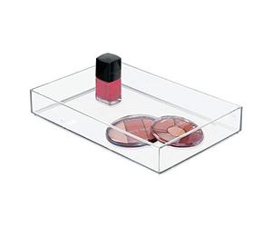 iDesign Bandeja organizadora de maquillaje extragrande, De plástico, Para cosméticos, Maquillaje y accesorios, Práctica caja de almacenamiento para tocador, cajones o baño, Transparente