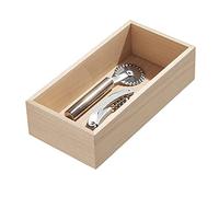 iDesign Bandeja organizadora para la cocina, caja organizadora de madera de paulownia para el cajón o el armario de la cocina, organizador de cajones para cubiertos, beige