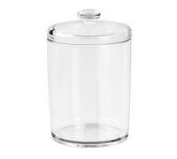 iDesign Bote de plástico con tapa, pequeño algodonero para el tocador y el baño, tarro para discos desmaquillantes y bastoncillos de algodón, transparente