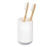 iDesign Holder for Normal Toothbrushes, Spin Brushes, and Toothpaste Cade Portacepillos Lavabo, pequeño Vaso para cepillos de Dientes en plástico, Blanco, 7,6 cm x 7,6 cm x 11,4 cm