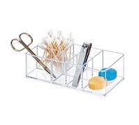 iDesign Caja botiquín para el baño o el armario, pequeña caja para medicinas de plástico con 7 compartimentos, organizador de medicamentos fácil de limpiar, transparente