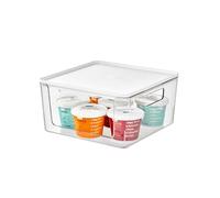 iDesign Caja organizadora de plástico reciclado con asas, bandeja organizadora de la colección exclusiva de Rosanna Pansino, caja de almacenaje con tapa, blanco y transparente