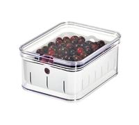 iDesign Caja organizadora para frutas y verduras, caja de plástico libre de BPA, organizador de cocina con bandeja de goteo para guardar alimentos, transparente