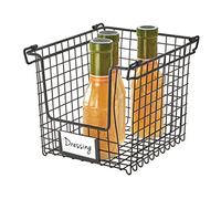 iDesign Caja, pequeña Cesta de Metal apilable y con Asas para Guardar cosméticos o artículos de papelería, Organizador para baño, Cocina o despacho, Negro
