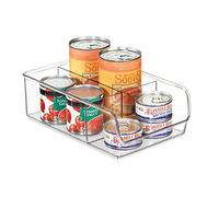 iDesign Caja transparente con 3 compartimentos, organizador de cocina mediano de plástico, caja organizadora sin tapa y apilable para armarios y cajones, transparente