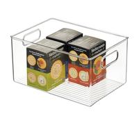 iDesign Caja transparente con asas, organizador de cocina extragrande de plástico, caja organizadora sin tapa para los armarios o el frigorífico, transparente