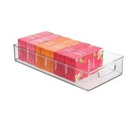 iDesign Caja transparente para el frigorífico, organizador de cocina alargado de plástico, organizador de nevera con asas y sin tapa, transparente, 40,6 x 20,3 x 7,6 cm