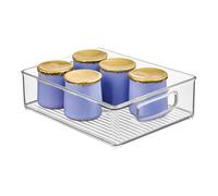 iDesign Caja transparente para el frigorífico, organizador de cocina grande de plástico, organizador de nevera con asas y sin tapa, transparente