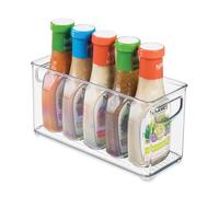 iDesign Caja transparente para el frigorífico, organizador de cocina pequeño y profundo de plástico, organizador de nevera con asas y sin tapa, transparente