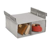 iDesign Chevron-Almacenamiento Blando-Organizador Colgante de 2 compartimientos-Gris Topo/Natural