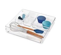 iDesign Cubertero para dividir cajones, separador de cajones grande de plástico, organizador de cajones de cocina con 4 compartimentos, transparente
