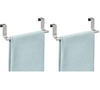 iDesign Forma Toallero Colgante para Puerta, portatoallas pequeño en Acero Inoxidable, Plateado (Paquete de 2)