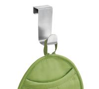 iDesign Forma Toallero sin taladro, pequeño perchero para puerta en acero inoxidable, gancho para colgar de una puerta, plateado