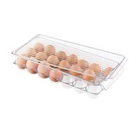 iDesign Fridge/Freeze Binz Envase para huevos, huevera de plástico para 21 huevos, caja de huevos, transparente