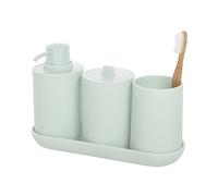 iDesign - Juego de Accesorios de baño de plástico Reciclado de 4 Piezas, colección Cade, 25 x 10 x 17 cm, Color Verde