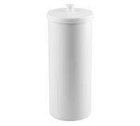 iDesign Kent Portarrollos con tapa, compacto porta rollos de papel higiénico de pie para el baño fabricado en plástico, blanco