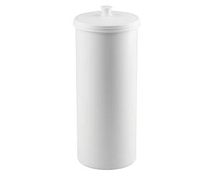 iDesign Kent Portarrollos con tapa, compacto porta rollos de papel higiénico de pie para el baño fabricado en plástico, blanco