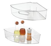 iDesign Lazy Susan - Organizador de cuña de 1/4 con asa, organizador de gabinete de esquina, juego de 2, transparente