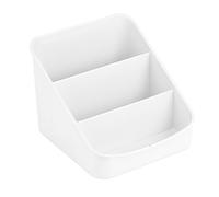iDesign Linus Caja para cocina, organizador de plástico con 3 compartimentos, organizador de condimentos y envases, blanco