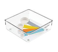 iDesign Linus Organizador de cajones, cubertero para cajones de cocina mediano en plástico para guardar cubiertos y otros utensilios, transparente