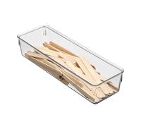 iDesign Linus Organizador de cajones, cubertero para cajones de cocina pequeño en plástico para guardar cubiertos y otros utensilios, transparente