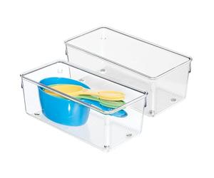 iDesign Linus, Organizador de cajones, para cocina, guarda utensilios, herramientas, adminículos, paquete de 2 unidades, 10,16 x 20,32 x 7,62 cm, Claro