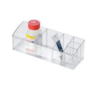 iDesign Med+ pastillero semanal, Caja clasificadora con 6 compartimentos, para fármacos, pastillas vitaminas, Plástico transparente