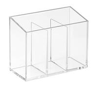 iDesign Organizador de baño con 3 compartimentos, vaso de baño pequeño de plástico, accesorio de baño para cuidado dental o almacenamiento de cosméticos, transparente