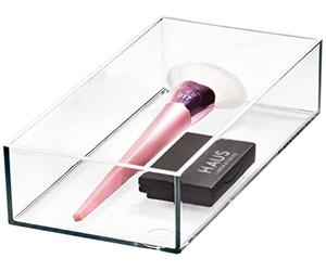 iDesign Organizador de cajones, Organizador de Maquillaje de la colección Exclusiva de Sarah Tanno, Organizador de plástico combinable para cosméticos, Transparente