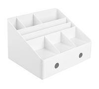 iDesign Organizador de Escritorio, pequeño Organizador de plástico para despacho y Oficina en casa, también Apto como Organizador de Maquillaje, Blanco